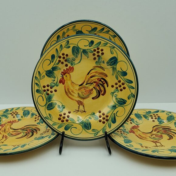Whole Home French Country Berries En Provence Salad Plates Rooster Dessert Plate - Picture 7 of 7